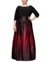 Sl Fashions 9451111 Plus Size Ombre Satin Long Formal Ballgown In Fig,black