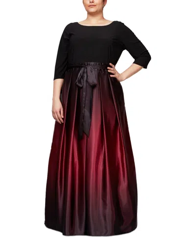 Sl Fashions Plus Size Ombre Ballgown In Fig,black