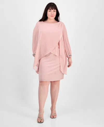 Sl Fashions Plus Size Overlay Sheath Dress In Faded Rose