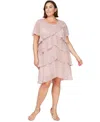 Sl Fashions Plus Size Tiered Metallic Dress