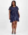 Sl Fashions Plus Size Tiered Metallic Dress