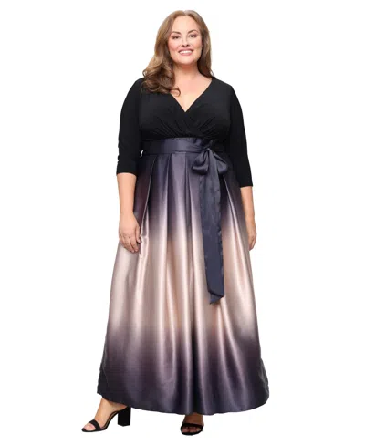 Sl Fashions Plus Size V-neck Ball Gown In Black