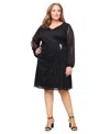 Sl Fashions Plus Size V-neck Midi Dress In Black