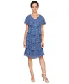 Sl Fashions Polka-dot Tiered Shift Dress In Blue