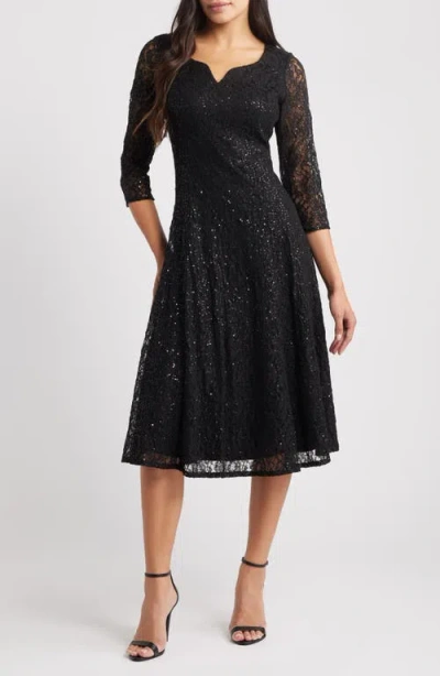 Sl Fashions Sequin Lace Cocktail Dress In Black