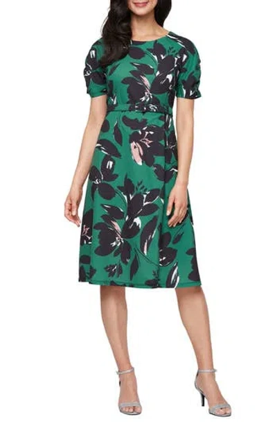 Sl Fashions Short Sleeve A-line Dress In Multi