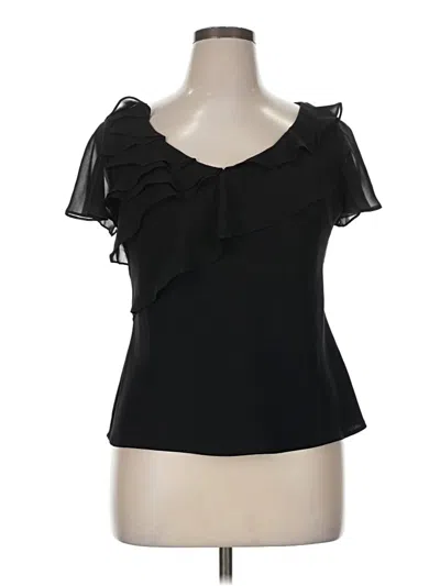 Pre-owned Sl Fashions Short Sleeve Top Black Ruffles Neckline Tops