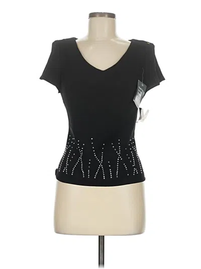 Pre-owned Sl Fashions Short Sleeve Top Black V Neck Tops