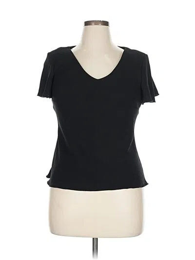 Pre-owned Sl Fashions Short Sleeve Top Black V Neck Tops