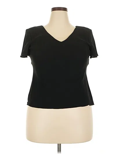 Pre-owned Sl Fashions Short Sleeve Top Black V Neck Tops