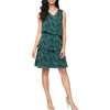 Sl Fashions Sleeveless Burnout Chiffon Tiered Dress In Green