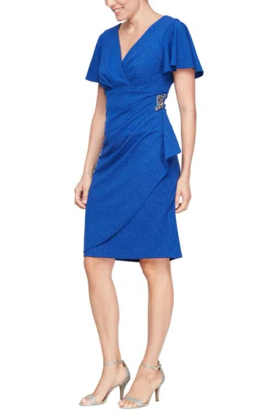 Sl Fashions Slny Surplice Neck Sheath Dress In Cobalt