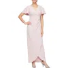Sl Fashions Sparkle Crystal Embellished Faux Wrap Gown In Blush