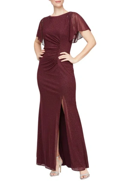 Sl Fashions Sparkle Embellished Shoulder Gown