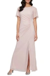 Sl Fashions Sparkle Embellished Shoulder Gown In Blush