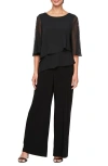 SL FASHIONS SL FASHIONS TIERED CAPELET JUMPSUIT