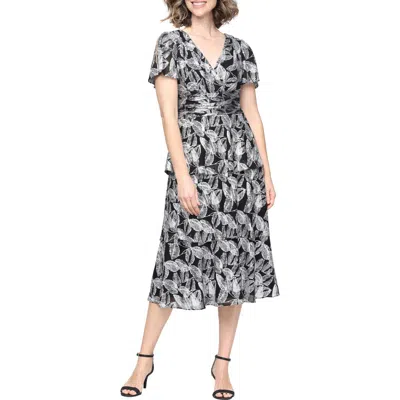Sl Fashions Tiered Tea Length Dress In Red
