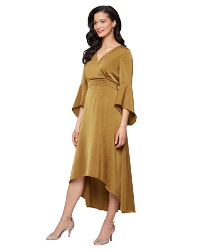 Sl Fashions Women's Bell Sleeve A-line Dress In Gold