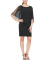 Sl Fashions Women's Chiffon-cape-sleeve Sheath Dress In Black