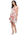 Sl Fashions Women's Floral Chiffon Sleeveless Tiered Dress In Peach Multi