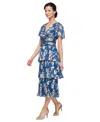 Sl Fashions Women's Floral Surplice-neck Tiered Dress