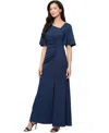 Sl Fashions Women's Flutter-sleeve Ruched Gown