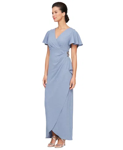 Sl Fashions Women's Flutter-sleeve Tulip-hem Dress In Periwinkle