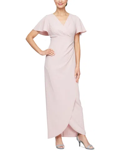 Sl Fashions Women's Flutter-sleeve Tulip-hem Dress In Pink