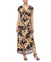 Sl Fashions Print Faux Wrap Maxi Dress In Blk Multi