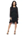 Sl Fashions Women's Rhinestone-cuff Tiered Dress In Black