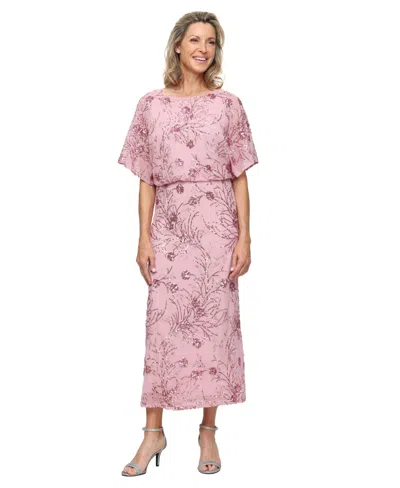 Sl Fashions Women's Sequined Blouson Midi Dress In Multi