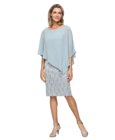 Sl Fashions Women's Short Stretch Lace Sheath Dress In Blue