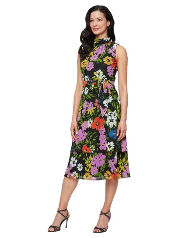 Sl Fashions Sleeveless Tiered Midi Dress In Multi