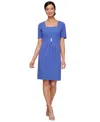 Sl Fashions Women's Square-neck Ruched-waist Dress In Blue Violet
