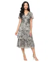 Sl Fashions Metallic Tiered Surplice Neck Midi Dress In Gray