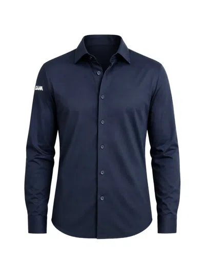 Slam Logo-print Button-up Shirt In Blue