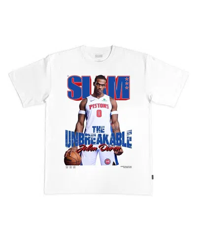 Slam Men's And Women's Jalen Duren White Detroit Pistons Cover T-shirt