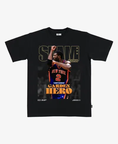 Slam Men's And Women's Larry Johnson Black New York Knicks Hardwood Classics Cover T-shirt
