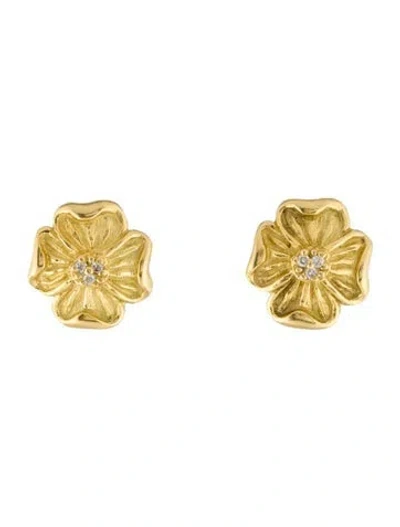 Pre-owned Slane 18k Diamond Dogwood Earclip Earrings In Multi
