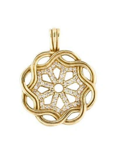 Pre-owned Slane 18k Diamond Fenestra Pendant, 1.5" In Multi