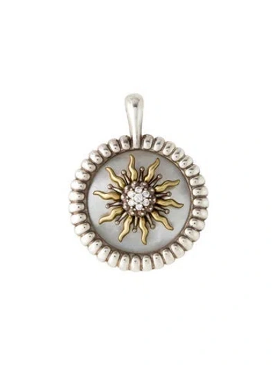 Pre-owned Slane Mother Of Pearl & Diamond Sunburst Pendant In Multi