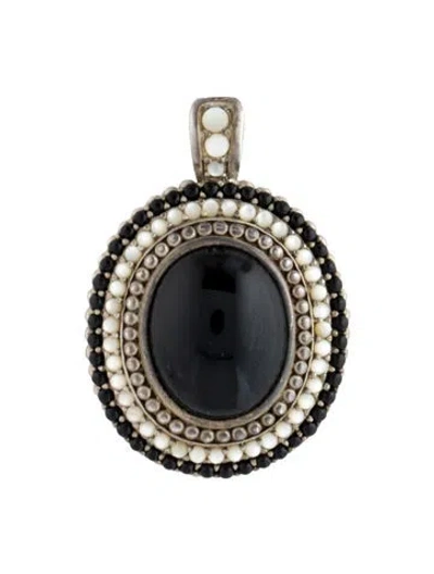 Pre-owned Slane Mother Of Pearl & Onyx Pendant In White