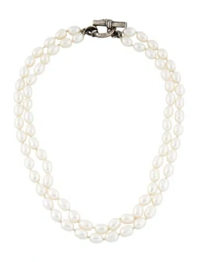 Pre-owned Slane Pearl & Diamond Double Strand Necklace, 18" In Multi