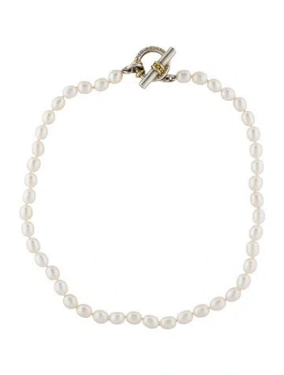Pre-owned Slane Pearl Strand Toggle Necklace, 10" In Multi