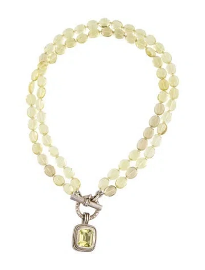 Pre-owned Slane Quartz & Diamond Pendant Necklace, 18" In Multi