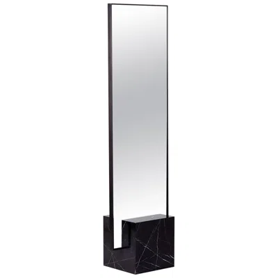 Pre-owned Slash Objects Black Marble And Black Steel Dark Spring Coexist Standing Mirror