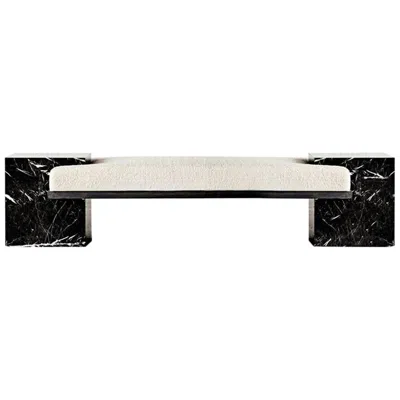 Pre-owned Slash Objects Black Marble, Black Steel, And Boucle Coexist Bench By