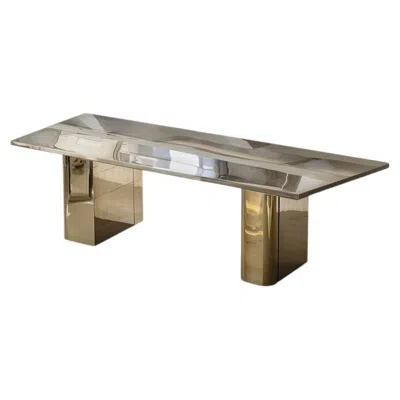 Pre-owned Slash Objects Bureau X - Polished Stainless Steel And Brass Desk By  In Brown