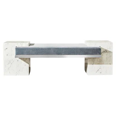 Pre-owned Slash Objects Coexist - Contemporary Carrara Marble And Nickel Bench, Sculptural Seating In Gray