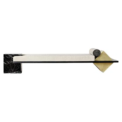 Pre-owned Slash Objects Coexist Contemporary Daybed, Nero Marquina Marble, Brushed Brass & Black Steel